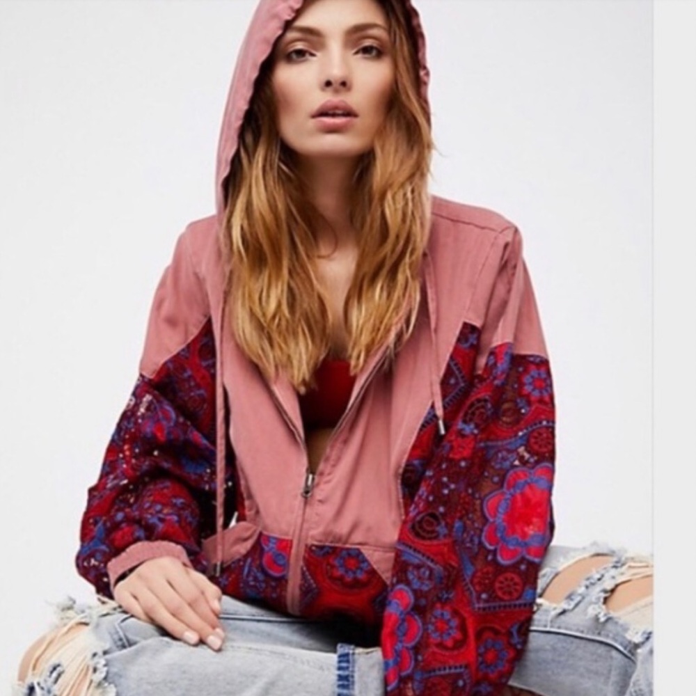 FREE PEOPLE MAGPIE OVERSIZE LACEY JACKET IN ROSE